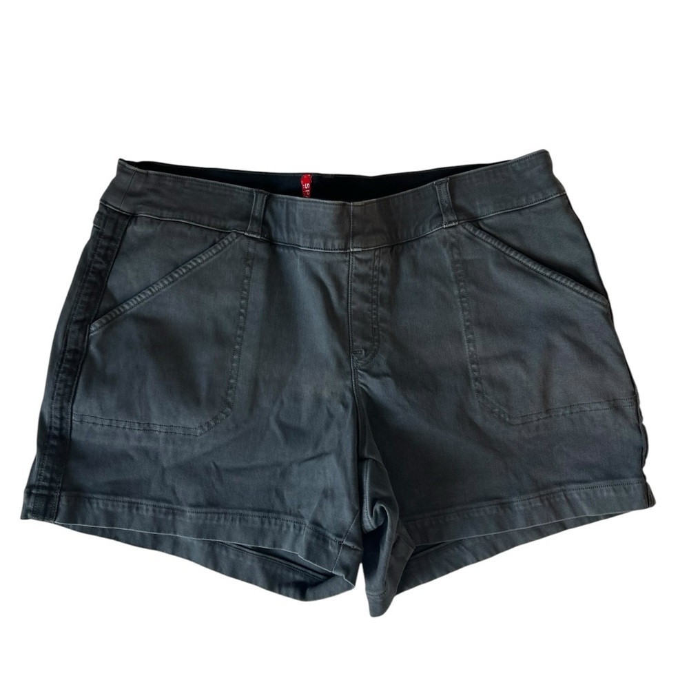SPANX Stretch Twill Pull-On Shorts Charcoal High Rise Shaping Women’s